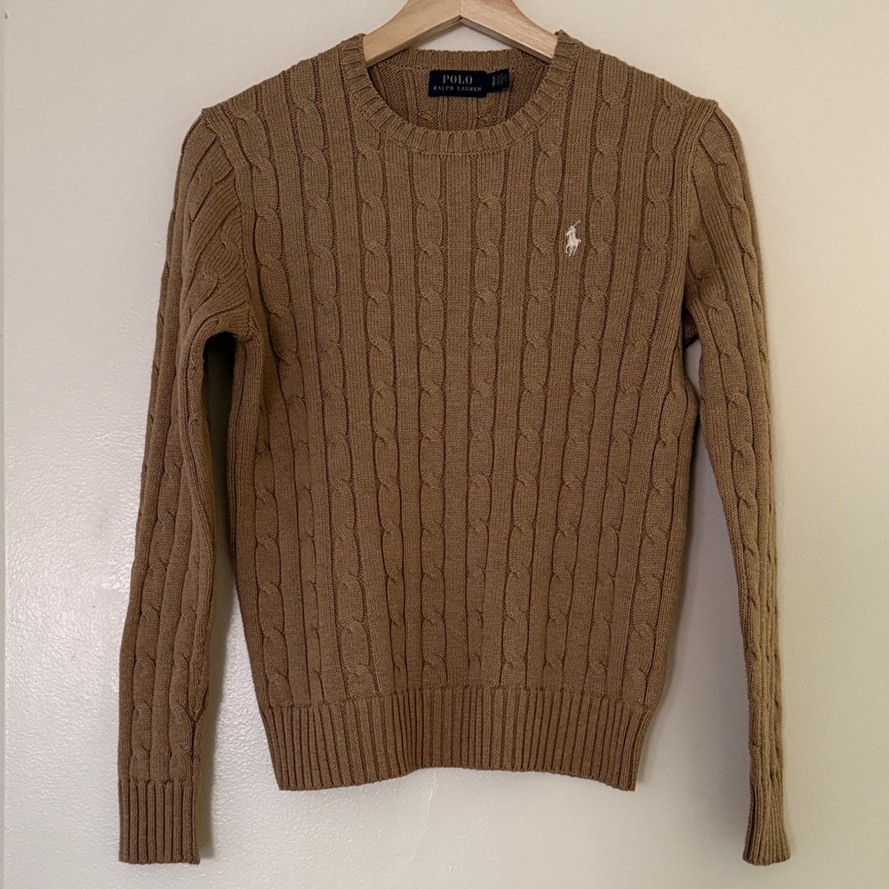 Polo by Ralph Lauren Beige Cable Knit Crewneck Sweater